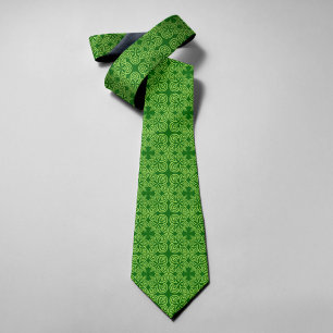 Green Shamrock Abstract Floral St Patrick's Day Tie
