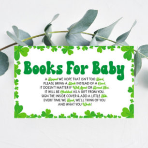 Green Shamrock Baby Shower Books For Baby Card