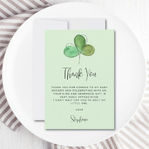 Green Shamrock Baby Shower  Thank You Card