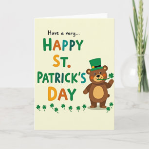 Green Shamrock Bear Card
