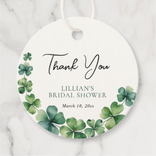 Green Shamrock Bridal Shower Thank You Favour Tags