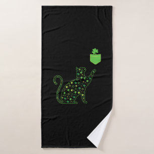 Green Shamrock Cat Shirt Shamrocks St Patricks Day Bath Towel