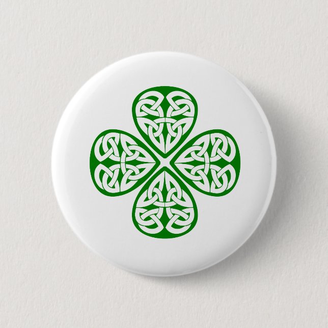 green shamrock celtic knot 6 cm round badge (Front)