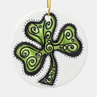 Green Shamrock Ceramic Tree Decoration