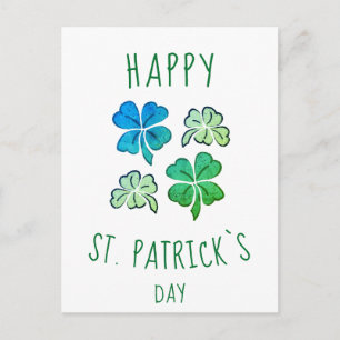 Green Shamrock Clover Happy St. Patrick`s day Postcard