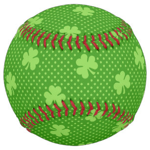 Green Shamrock Clover Pattern Saint Patricks Day Softball