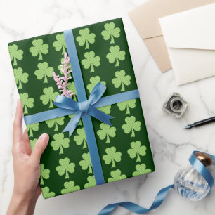 Green Shamrock Clover Polka dots pattern Wrapping Paper