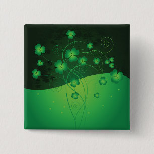 Green Shamrock Clover St Patrick’s Day Luck 15 Cm Square Badge