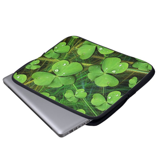 Green Shamrock Clover St Patrick's Day Laptop Slee Laptop Sleeve (Front Bottom)