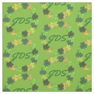 Green Shamrock Clover Wreath Monogram Irish Fabric