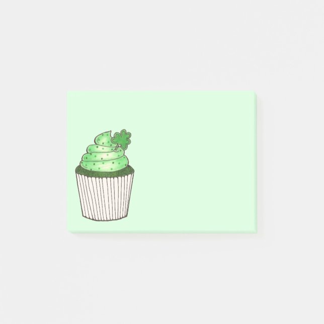 Green Shamrock Cupcake St. Patrick's Day Foodie Post-it Notes (Front)