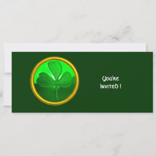 GREEN SHAMROCK GEMSTONE ,ST PATRICK'S DAY PARTY INVITATION
