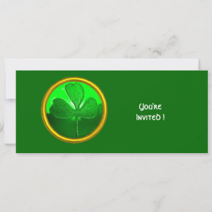 GREEN SHAMROCK GEMSTONE ,ST PATRICK'S DAY PARTY INVITATION