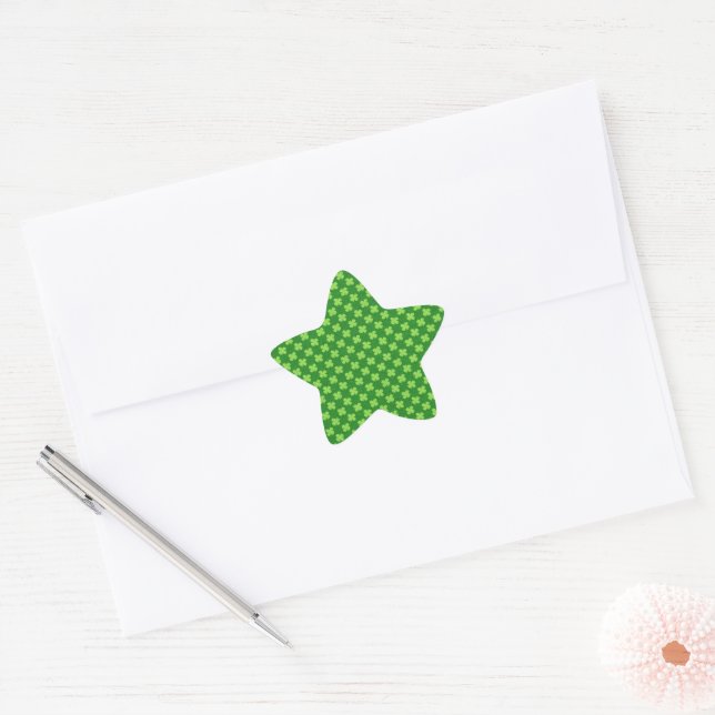 Green Shamrock Glitter Star Sticker (Envelope)