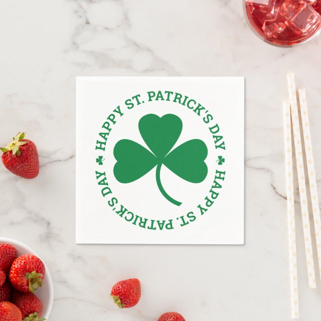 Green Shamrock Happy St. Patrick's Day Party Napkin (Insitu)