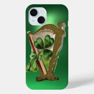 GREEN SHAMROCK HARP green iPhone 15 Case