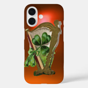 GREEN SHAMROCK HARP orange iPhone 16 Case