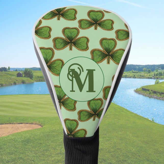 Green Shamrock Head Covers With Custom Monogram (Creator Uploaded)
