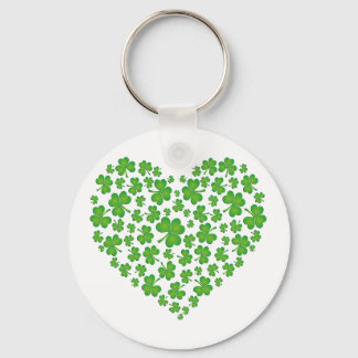 Green Shamrock Heart Key Ring