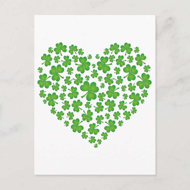 Green Shamrock Heart Postcard (Front)