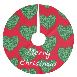 green Shamrock heart St Patrick's Day Brushed Polyester Tree Skirt