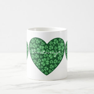 Green Shamrock Heart St Patrick's Day Coffee Mug