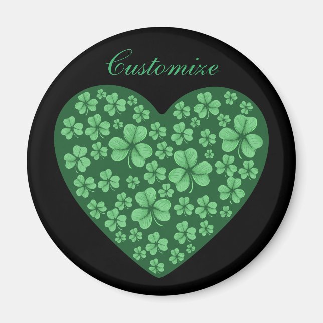 green Shamrock heart St Patrick's Day Magnet (Front)