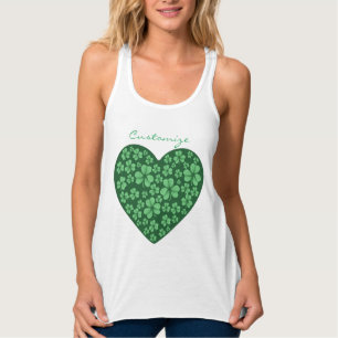 green Shamrock heart St Patrick's Day  Singlet