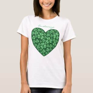 green Shamrock heart St Patrick's Day T-Shirt