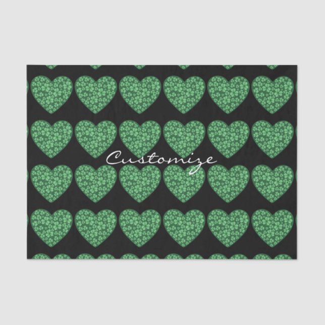 Green Shamrock Heart St Patrick's Day Tissue Paper (Front)