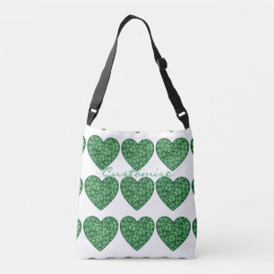 green Shamrock hearts St Patrick's Day Crossbody Bag