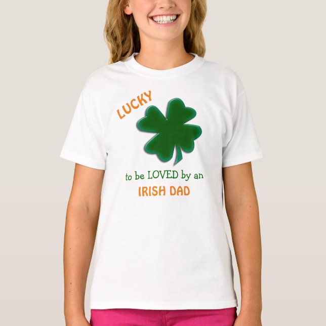Green Shamrock Irish Dad Love Kids Shirt (Front)