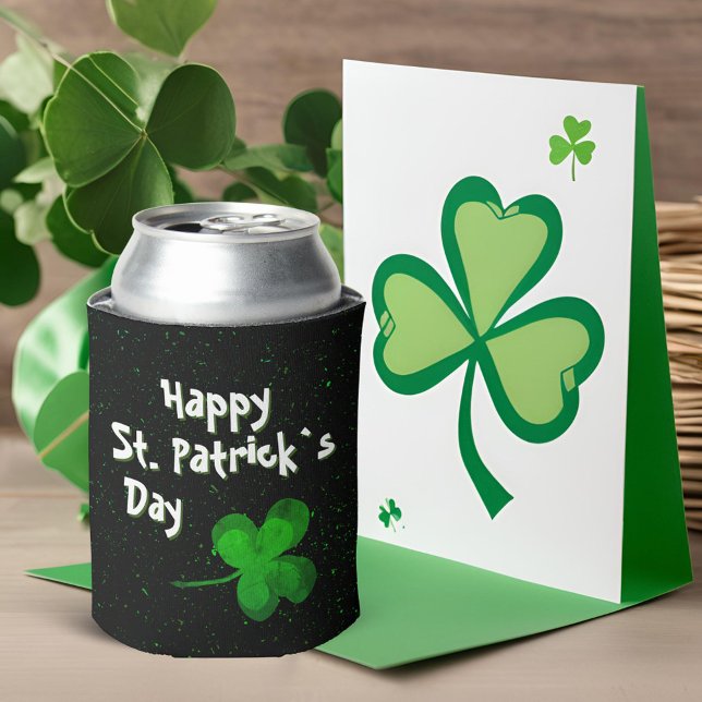 Green Shamrock Irish Happy St. Patrick`s Day  Can Cooler (Creator Uploaded)