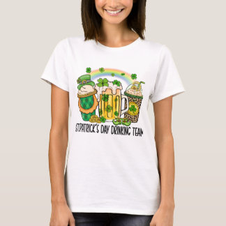 Green Shamrock Irish St Patrick's Day Drink Team T-Shirt