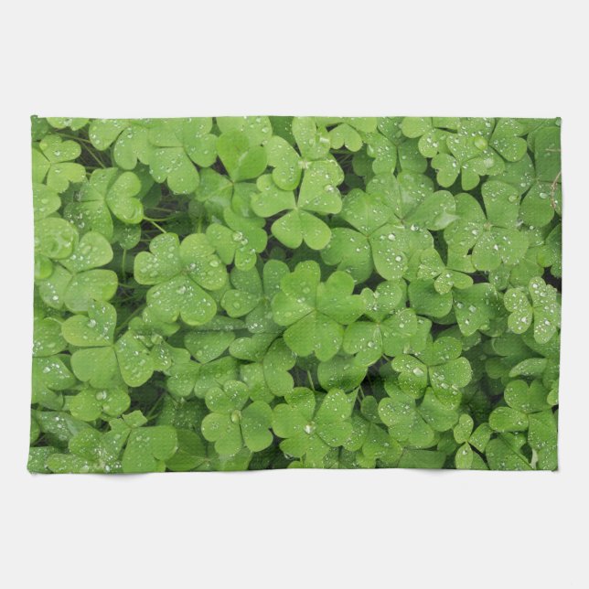 Green shamrock kitchen towel (Horizontal)
