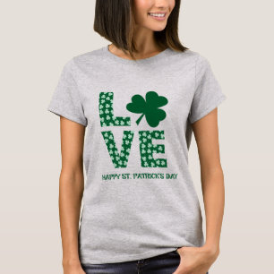 Green Shamrock Love Irish Fun St. Patrick's Day    T-Shirt