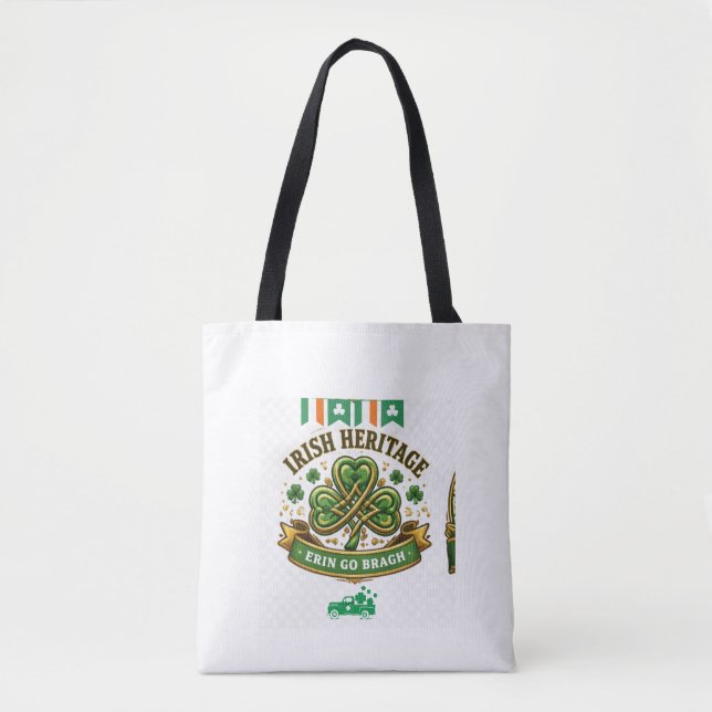 Green Shamrock Lucky Charm Design Tote Bag (Front)