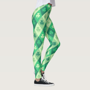 Green Shamrock Lucky Saint Patricks Day Fun Leggings