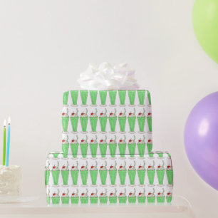Green Shamrock Milkshake Ice Cream Shake Irish Wrapping Paper