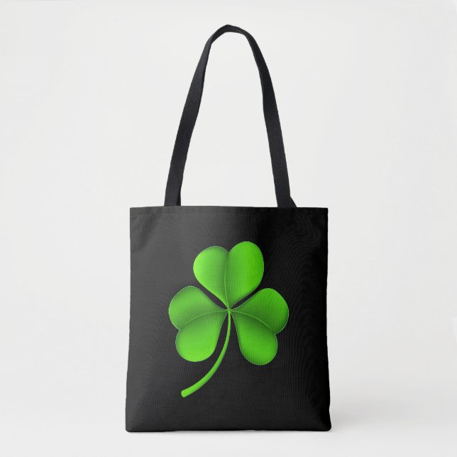 Green Shamrock on Black stt Tote Bag (Front)