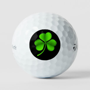 Green Shamrock On Black tmtp5 gbcn Golf Balls
