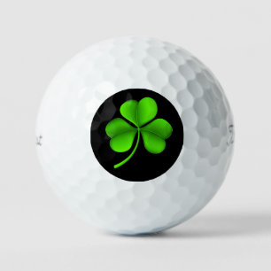 Green Shamrock On Black tpv1 gbcnt Golf Balls