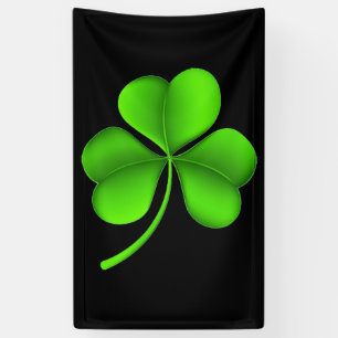 Green Shamrock On Black (v) bnrcn Banner