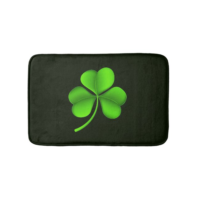 Green Shamrock on Dark Green bmcnt Bath Mat (Front)