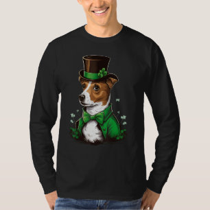 Green shamrock on St Patricks Day Jack Russell Ter T-Shirt