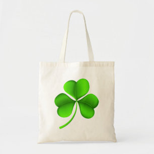 Green Shamrock On White btcnt Tote Bag