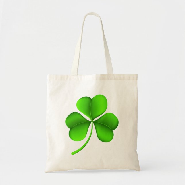 Green Shamrock On White btcnt Tote Bag (Front)