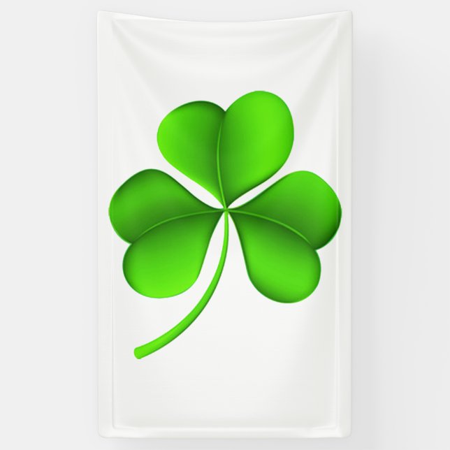 Green Shamrock On White (v) bnrt Banner (Vertical)