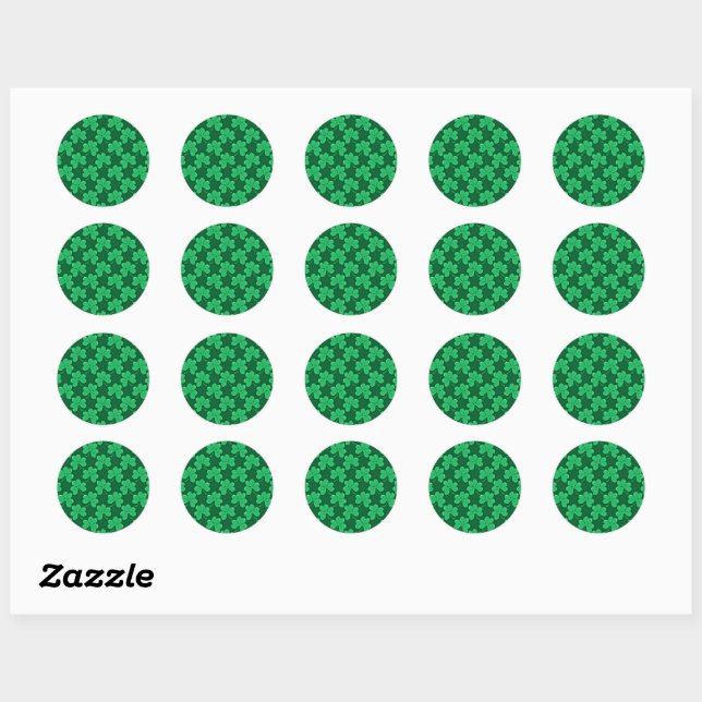 Green Shamrock Pattern Classic Round Sticker (Sheet)