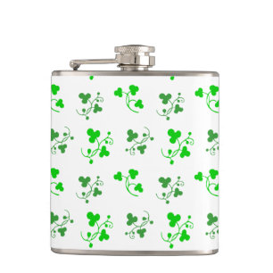 Green Shamrock Pattern Flask
